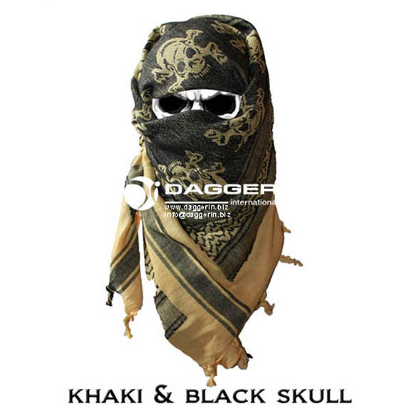 Khaki/Black Skulls Shemagh